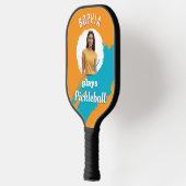 Moderne oranje lichtgekleurde aangepaste foto gepe pickleball paddle (Links)
