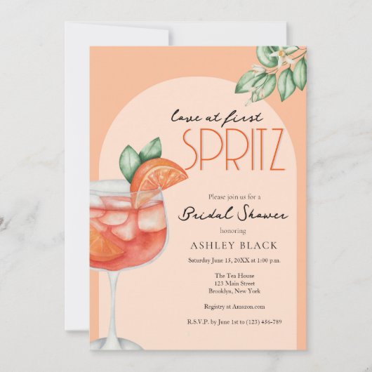 Moderne Oranje Liefde bij First Spritz Vrijgezelle Kaart (Voorkant)