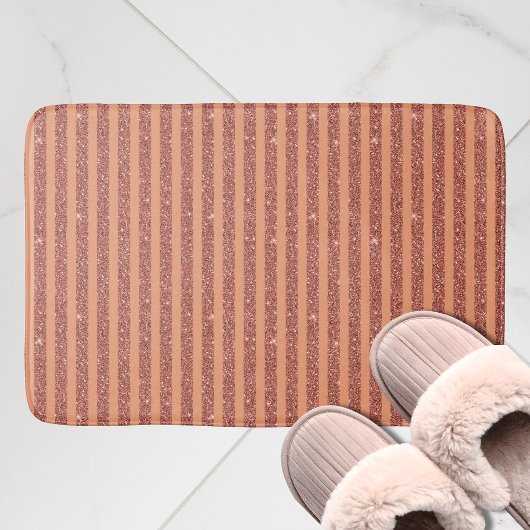 Moderne Oranje Mango Glitter Stijl Verticale Strep Badmat