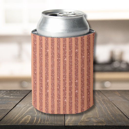 Moderne Oranje Mango Glitter Stijl Verticale Strep Blikjeskoeler