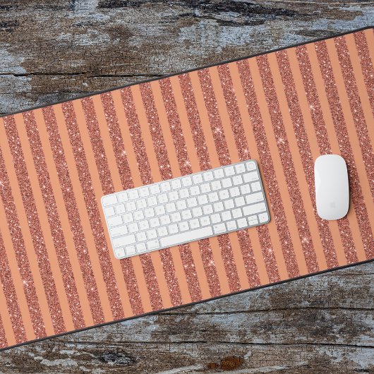 Moderne Oranje Mango Glitter Stijl Verticale Strep Bureaumat