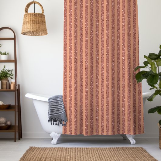 Moderne Oranje Mango Glitter Stijl Verticale Strep Douchegordijn