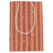 Moderne Oranje Mango Glitter Stijl Verticale Strep Medium Cadeauzakje (Voorkant)