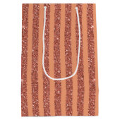 Moderne Oranje Mango Glitter Stijl Verticale Strep Medium Cadeauzakje (Achterkant)