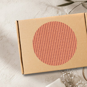 Moderne Oranje Mango Glitter Stijl Verticale Strep Ronde Sticker