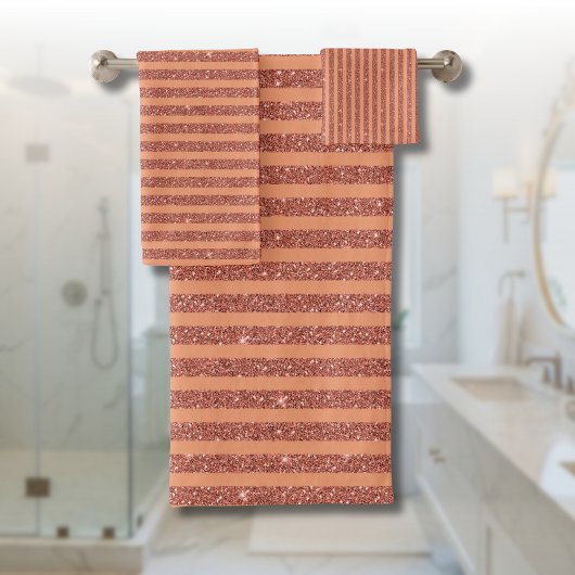Moderne Oranje Mango Glitters Verticale Strepen Bad Handdoek