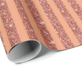 Moderne Oranje Mango Glitters Verticale Strepen Cadeaupapier (Rol Hoek)