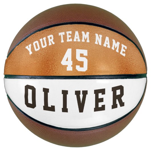 Moderne Oranje Metallic Teamnaam Nummer Basketbal (Voorkant)