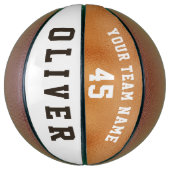 Moderne Oranje Metallic Teamnaam Nummer Basketbal (Verticaal)