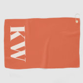 Moderne Oranje Monogram Beginletters Gepersonalise Golfhanddoek (Horizontaal)