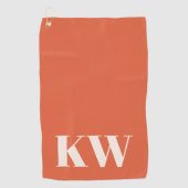 Moderne Oranje Monogram Beginletters Gepersonalise Golfhanddoek (Voorkant)