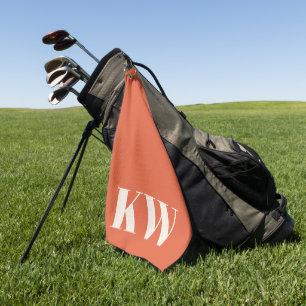Moderne Oranje Monogram Beginletters Gepersonalise Golfhanddoek