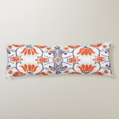 Moderne Oranje monogram en Paarse  bloemen Lichaamskussen (Achterkant)