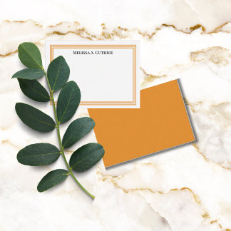 Moderne Oranje Persoonlijke Kaart met Drievoudige Notitiekaartje