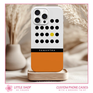 Moderne Oranje Polka Dots Kleurenblok Monogram iPhone 15 Case