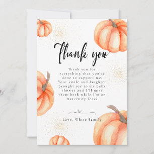 Moderne Oranje Pompoen Baby Shower Bedankkaartjes Kaart