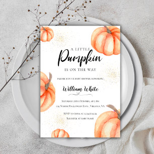 Moderne Oranje pompoen Halloween Herfst Baby showe Kaart