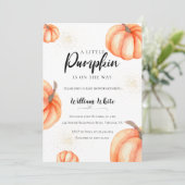 Moderne Oranje pompoen Halloween Herfst Baby showe Kaart (Staand voorkant)