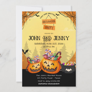 Moderne Oranje Pompoen Herfst Halloween Kostuumfee Kaart