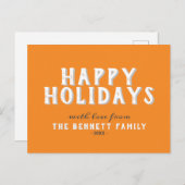 Moderne Oranje Prettige feestdagen Briefkaart (Voorkant / Achterkant)