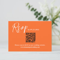 Moderne oranje QR Code Response Kaart bruiloft RSV
