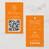 Moderne Oranje QR-codeorder bedankt Visitekaartje (Voorkant / Achterkant)