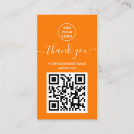 Moderne Oranje QR-codeorder bedankt Visitekaartje