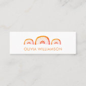 Moderne Oranje regenboog-Waterverf QR-code Mini Visitekaartje (Voorkant)