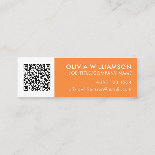 Moderne Oranje regenboog-Waterverf QR-code Mini Visitekaartje (Achterkant)