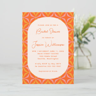 Moderne Oranje Retro Calligrafie Bruidsfeest Kaart