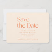 Moderne Oranje Retro Geometrische Eenvoudige Trouw Save The Date (Voorkant)