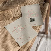 Moderne Oranje Retro Pretentieloze QR Code Trouwda Kaart