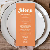 Moderne Oranje Retro Tropische Bruiloft Menu