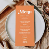 Moderne Oranje Retro Tropische Bruiloft Menu