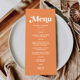 Moderne Oranje Retro Tropische Bruiloft Menu