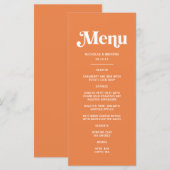 Moderne Oranje Retro Tropische Bruiloft Menu (Voorkant / Achterkant)