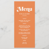 Moderne Oranje Retro Tropische Bruiloft Menu (Voorkant)