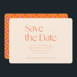 Moderne Oranje retrorgeometrische eenvoudige bruil Save The Date<br><div class="desc">Moderne Oranje retrorgeometrische eenvoudige bruiloft sparen de datum</div>