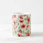 Moderne Oranje rode Waterverf gekleurde papaverblo Koffiemok (Center)