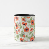 Moderne Oranje rode Waterverf gekleurde papaverblo Mok (Midden)