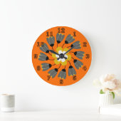 Moderne, Oranje ronde, Floral Swirl Grote Klok (Huis)