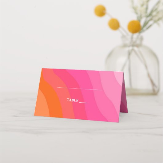 moderne oranje roze bruiloft plaatskaartje (Voorkant)