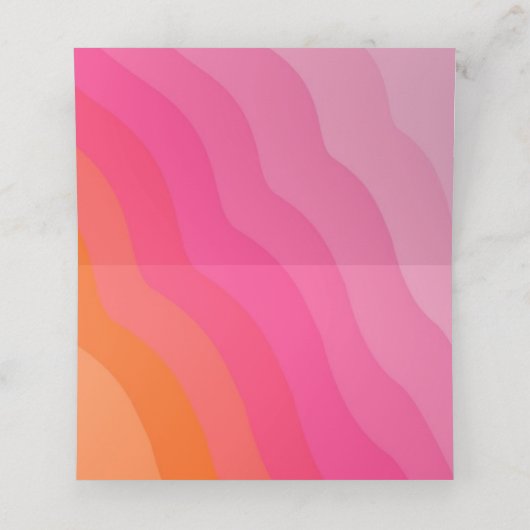 moderne oranje roze bruiloft plaatskaartje (Binnenkant ongevouwen)