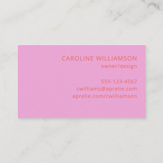 Moderne, Oranje roze, creatieve professional Visitekaartje (Achterkant)