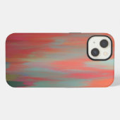 Moderne oranje roze groene abstracte kunst iPhone hoesje (Achterkant horizontaal)