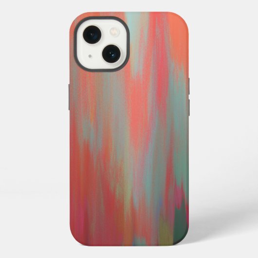 Moderne oranje roze groene abstracte kunst iPhone hoesje (Achterkant)