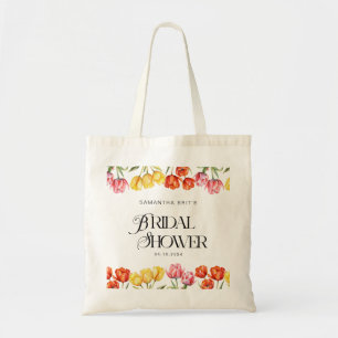 Moderne Oranje Roze Tulpen Bloemrijke Bruiloftsdou Tote Bag