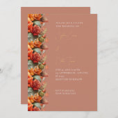 Moderne Oranje Rozen Herfst bruin huwelijk Kaart (Voorkant / Achterkant)