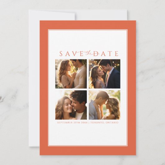 Moderne oranje Save the Date trouwkaart Kaart (Achterkant)