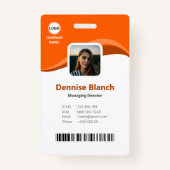 Moderne Oranje schaduw, streepjescode, qr code-ide Badge (Voorkant)